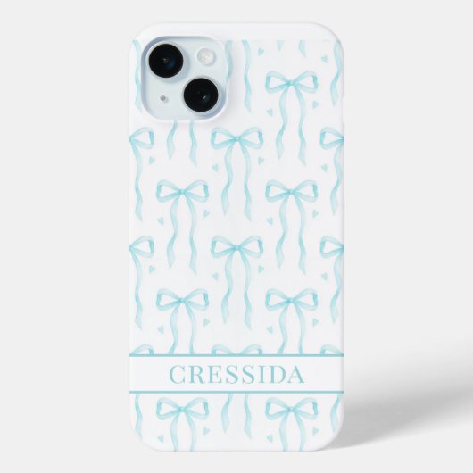 Coques Case-Mate iPhone Nœuds Coquette Aqua Monogrammés (Verso)