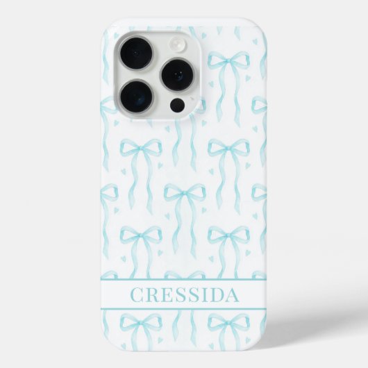 Coques Case-Mate iPhone Nœuds Coquette Aqua Monogrammés (Verso)