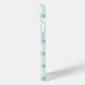 Coques Case-Mate iPhone Nœuds Coquette Aqua sur Rayures Monogrammées (Verso / Gauche)