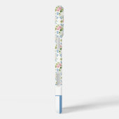 Coques Case-Mate iPhone Nœuds Coquette Bleus Avec Monogramme Fleurs (Verso / Droite)