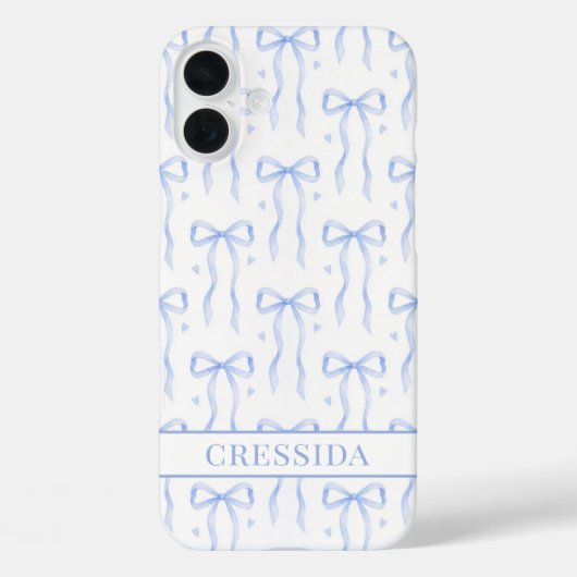 Coques Case-Mate iPhone Nœuds Coquette Bleus Monogrammés (Verso)