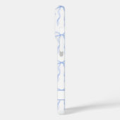 Coques Case-Mate iPhone Nœuds Coquette Bleus Monogrammés (Verso / Gauche)