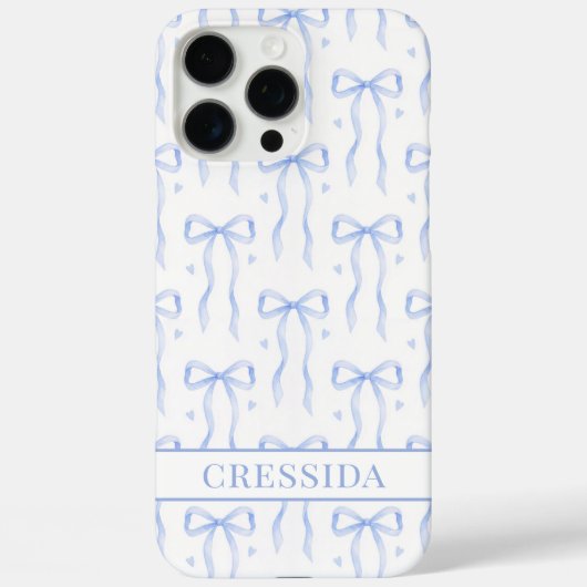 Coques Case-Mate iPhone Nœuds Coquette Bleus Monogrammés (Verso)