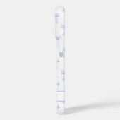 Coques Case-Mate iPhone Nœuds Coquette Bleus Monogrammes Rayés (Verso / Gauche)