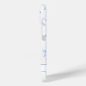 Coques Case-Mate iPhone Nœuds Coquette Bleus Monogrammes Rayés (Verso / Gauche)