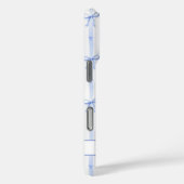 Coques Case-Mate iPhone Nœuds Coquette Rayés Bleu Élégants Monogrammés (Verso / Droite)