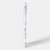 Coques Case-Mate iPhone Nœuds Coquette Rayés Bleu Élégants Monogrammés (Verso / Droite)