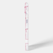 Coques Case-Mate iPhone Nœuds Coquette Rayés Rose Élégants Monogrammés (Verso / Gauche)