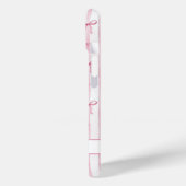 Coques Case-Mate iPhone Nœuds Coquette Rayés Rose Élégants Monogrammés (Verso / Gauche)