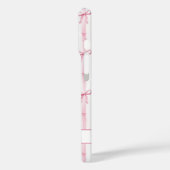 Coques Case-Mate iPhone Nœuds Coquette Rayés Rose Élégants Monogrammés (Verso / Gauche)