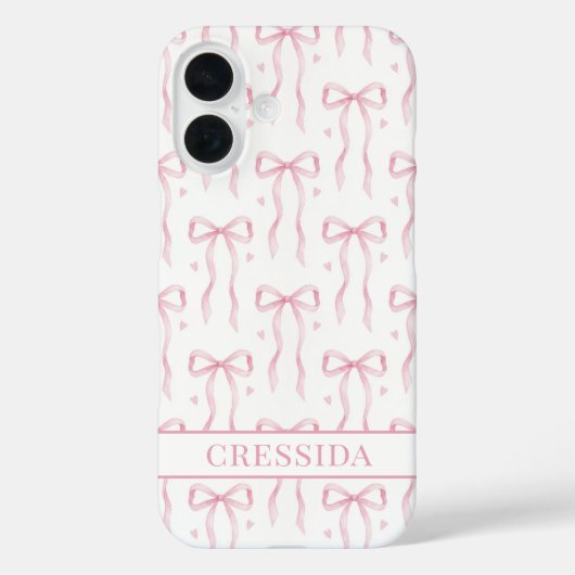 Coques Case-Mate iPhone Nœuds Coquette Rose Monogrammés (Verso)