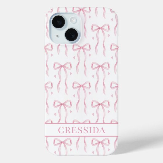 Coques Case-Mate iPhone Nœuds Coquette Rose Monogrammés (Verso)