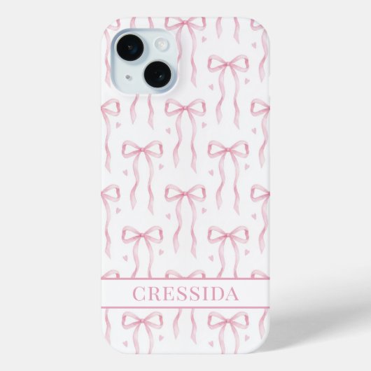 Coques Case-Mate iPhone Nœuds Coquette Rose Monogrammés (Verso)