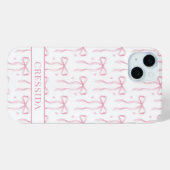Coques Case-Mate iPhone Nœuds Coquette Rose Monogrammés (Verso (horizontal))