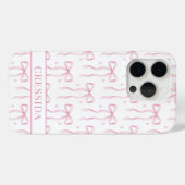 Coques Case-Mate iPhone Nœuds Coquette Rose Monogrammés (Verso (horizontal))