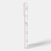 Coques Case-Mate iPhone Nœuds Coquette Rose sur Monogramme à Rayures (Verso / Gauche)