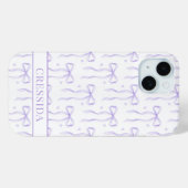 Coques Case-Mate iPhone Nœuds Coquette Violets Monogrammés (Verso (horizontal))