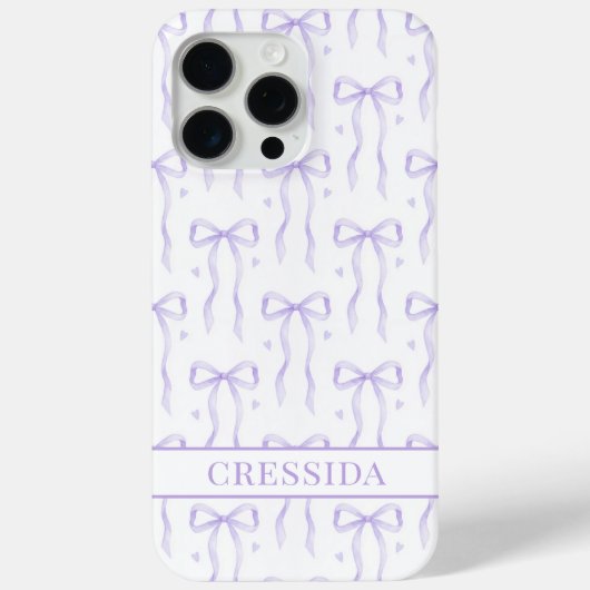Coques Case-Mate iPhone Nœuds Coquette Violets Monogrammés (Verso)