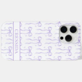 Coques Case-Mate iPhone Nœuds Coquette Violets Monogrammés (Verso (horizontal))