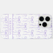 Coques Case-Mate iPhone Nœuds Coquette Violets Monogrammés (Verso (horizontal))