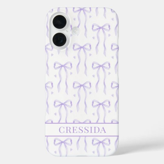 Coques Case-Mate iPhone Nœuds Coquette Violets Monogrammés (Verso)