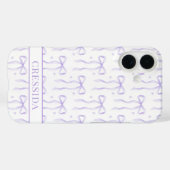 Coques Case-Mate iPhone Nœuds Coquette Violets Monogrammés (Verso (horizontal))