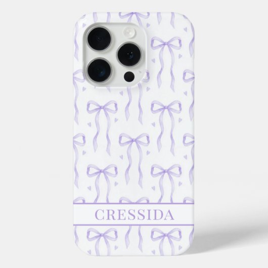 Coques Case-Mate iPhone Nœuds Coquette Violets Monogrammés (Verso)