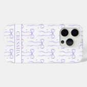 Coques Case-Mate iPhone Nœuds Coquette Violets Monogrammés (Verso (horizontal))