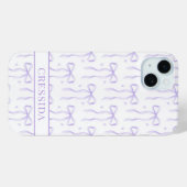 Coques Case-Mate iPhone Nœuds Coquette Violets Monogrammés (Verso (horizontal))