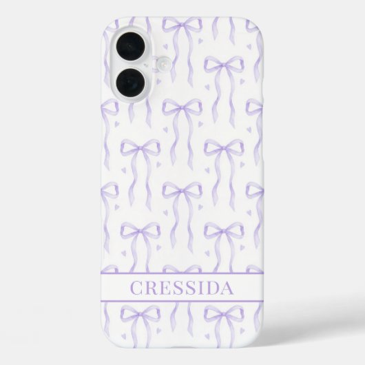 Coques Case-Mate iPhone Nœuds Coquette Violets Monogrammés (Verso)