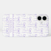 Coques Case-Mate iPhone Nœuds Coquette Violets Monogrammés (Verso (horizontal))