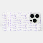Coques Case-Mate iPhone Nœuds Coquette Violets Monogrammés (Verso (horizontal))