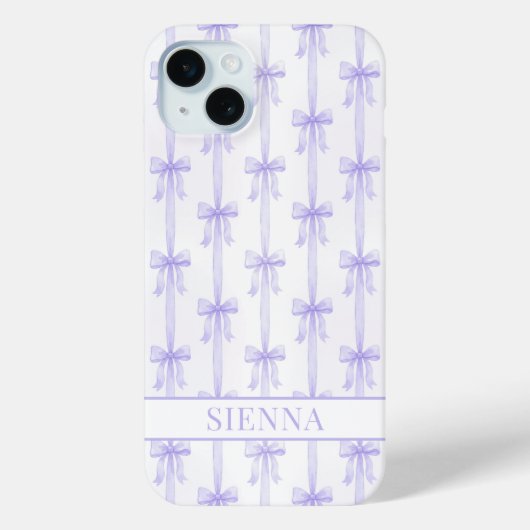 Coques Case-Mate iPhone Nœuds Coquette Violets Monogrammes Rayés (Verso)