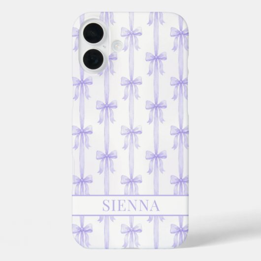 Coques Case-Mate iPhone Nœuds Coquette Violets Monogrammes Rayés (Verso)