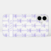 Coques Case-Mate iPhone Nœuds Coquette Violets Monogrammes Rayés (Verso (horizontal))