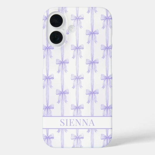 Coques Case-Mate iPhone Nœuds Coquette Violets Monogrammes Rayés (Verso)