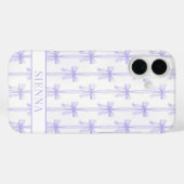 Coques Case-Mate iPhone Nœuds Coquette Violets Monogrammes Rayés (Verso (horizontal))