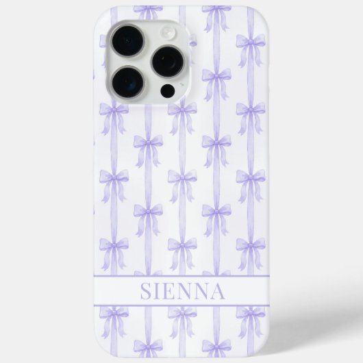 Coques Case-Mate iPhone Nœuds Coquette Violets Monogrammes Rayés (Verso)
