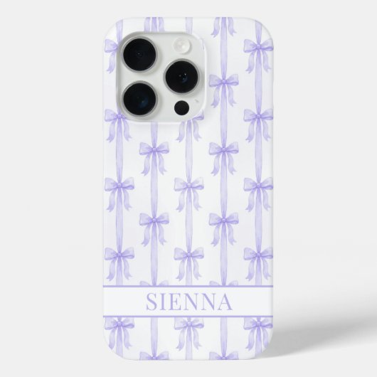 Coques Case-Mate iPhone Nœuds Coquette Violets Monogrammes Rayés (Verso)