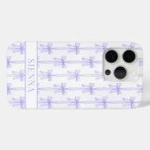 Coques Case-Mate iPhone Nœuds Coquette Violets Monogrammes Rayés (Verso (horizontal))
