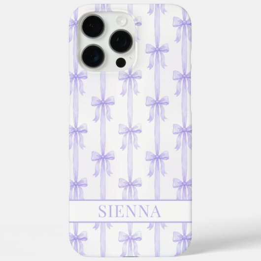 Coques Case-Mate iPhone Nœuds Coquette Violets Monogrammes Rayés (Verso)