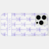 Coques Case-Mate iPhone Nœuds Coquette Violets Monogrammes Rayés (Verso (horizontal))