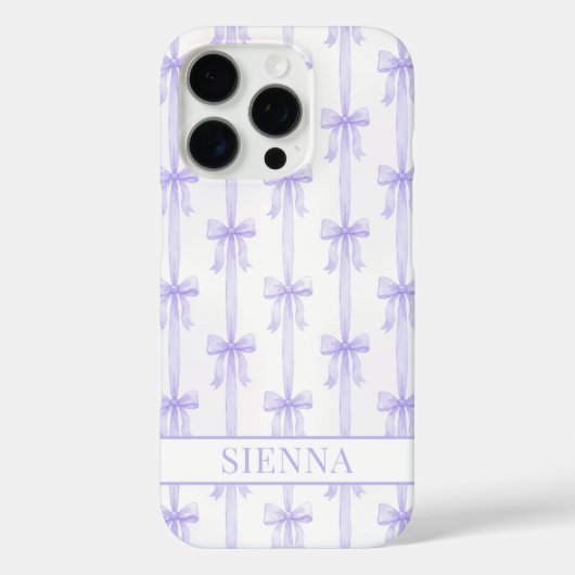 Coques Case-Mate iPhone Nœuds Coquette Violets Monogrammes Rayés (Verso)