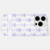 Coques Case-Mate iPhone Nœuds Coquette Violets Monogrammes Rayés (Verso (horizontal))