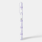 Coques Case-Mate iPhone Nœuds Coquette Violets sur Monogramme à Rayures (Verso / Gauche)