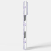 Coques Case-Mate iPhone Nœuds Coquette Violets sur Monogramme à Rayures (Verso / Droite)