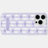 Coques Case-Mate iPhone Nœuds Coquette Violets sur Monogramme à Rayures (Verso (horizontal))