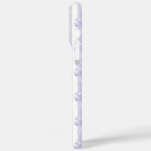 Coques Case-Mate iPhone Nœuds Coquette Violets sur Monogramme à Rayures (Verso / Gauche)