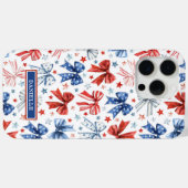 Coques Case-Mate iPhone Nœuds Coquettes Patriotiques Monogrammés (Verso (horizontal))