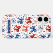 Coques Case-Mate iPhone Nœuds de Coquette Patriotique Monogrammés (Verso (horizontal))